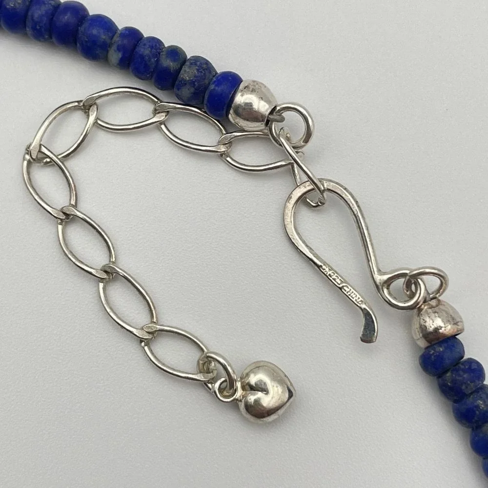 Vintage Jay King Turquoise Lapis Reversible Heart Beaded Necklace DTR Mine Finds